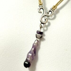 2/$20, Natural Purple Amethyst Cord Necklace, Genuine Gemstone Lariat Necklace